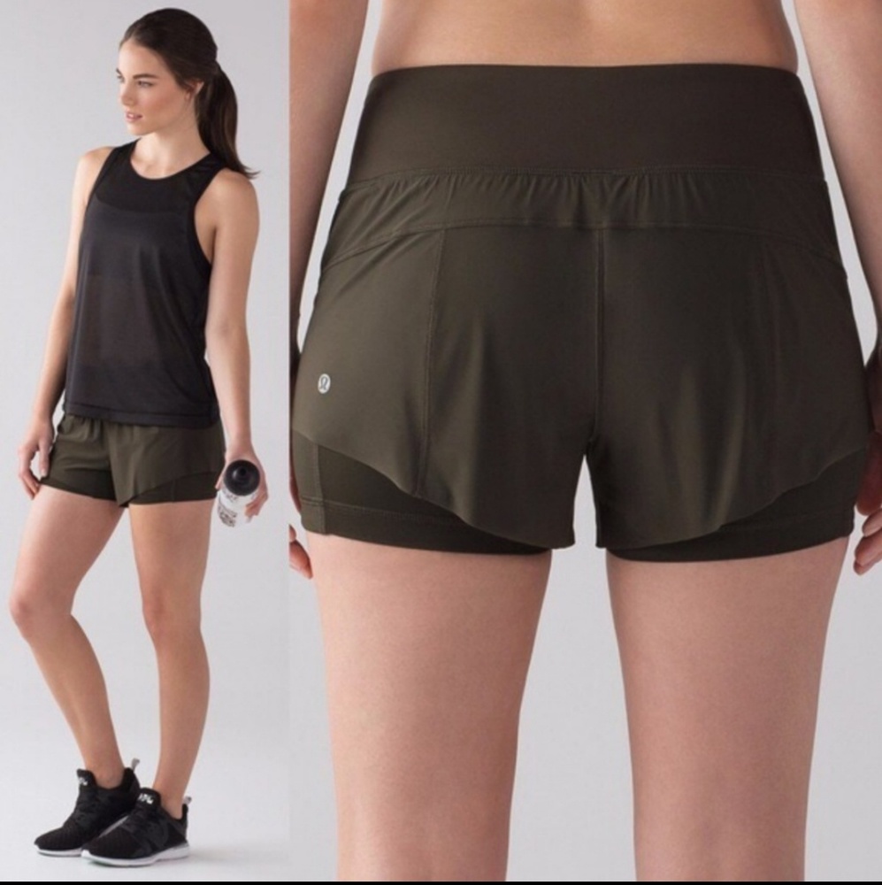 Sold olive squad goals shorts lululemon size 4 euc